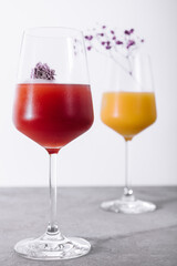 Summer fresh red and yellow cocktail