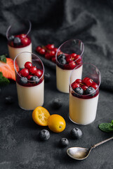 dessert panna cotta with fresh berries
