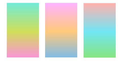 Set of vector gradients in pastel colors. For covers, wallpapers, branding and other projects. You can use a grainy texture for any of the gradients