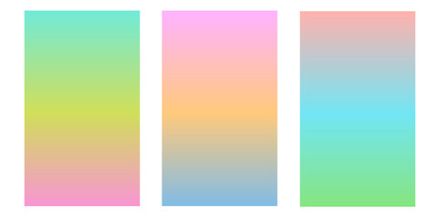 Fototapeta premium Set of vector gradients in pastel colors. For covers, wallpapers, branding and other projects. You can use a grainy texture for any of the gradients