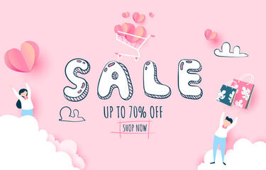 Sale promotion valentine's day and lover pink background. Version 2.