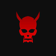 Illustration vector graphic of template logo red skull devil