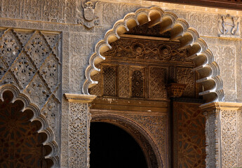 Arabic ornaments of Alhambra Palace in Granada Spain
