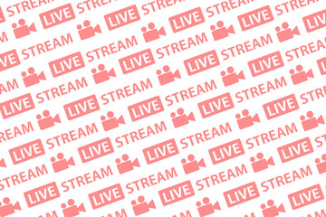 live streaming background. Red letters and video camera icon.