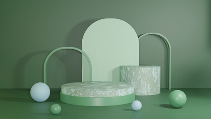 Green product display 3D geometric podium background