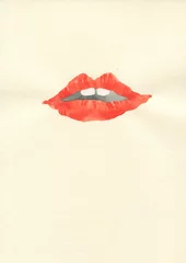 Kussenhoes watercolor painting. woman lips.  illustration.  © Anna Ismagilova