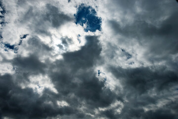 Dark and dramatic storm clouds on the sky