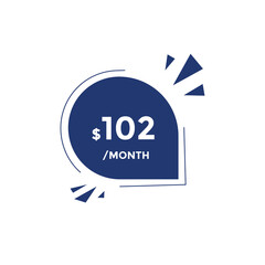 102 dollar price tag. Price $102 USD dollar only Sticker sale promotion Design. shop now button for Business or shopping promotion
