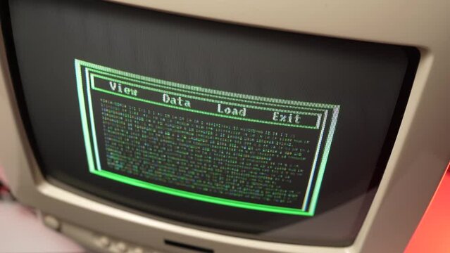 Vintage Computer Screen Hacking With Green Codes 80s 90s