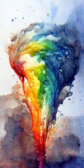 Watercolor rainbow splash. Abstract rainbow coloured watercolor background. Colourful splashes