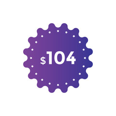$104 USD Dollar Month sale promotion Banner. Special offer, 104 dollar month price tag, shop now button. Business or shopping promotion marketing concept
