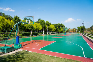 Outdoor  basketball court with nobody