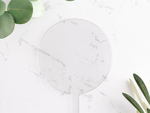 Round acrylic cake topper mockup, 3d render