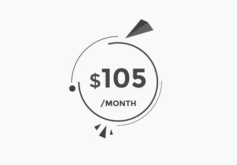 105 dollar price tag. Price $105 USD dollar only Sticker sale promotion Design. shop now button for Business or shopping promotion
