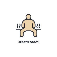 Vector sign steam room symbol is isolated on a white background. icon color editable.