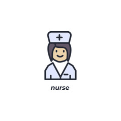 Vector sign nurse symbol is isolated on a white background. icon color editable.