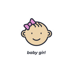 Vector sign baby girl symbol is isolated on a white background. icon color editable.