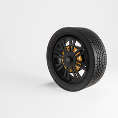 Obraz premium car wheel isolated on white background 3d image