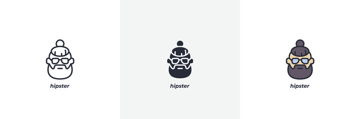 hipster icon. Line, solid and filled outline colorful version, outline and filled vector sign. Idea Symbol, logo illustration. Vector graphics