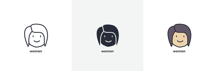woman icon. Line, solid and filled outline colorful version, outline and filled vector sign. Idea Symbol, logo illustration. Vector graphics