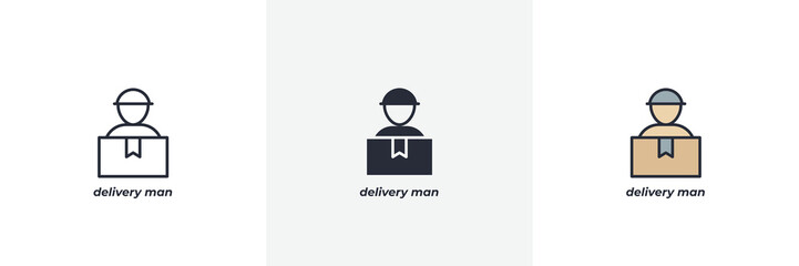 delivery man icon. Line, solid and filled outline colorful version, outline and filled vector sign. Idea Symbol, logo illustration. Vector graphics