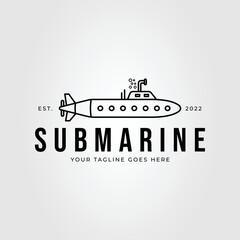 Naklejka premium sailing submarine logo. sub ship icon vector illustration design