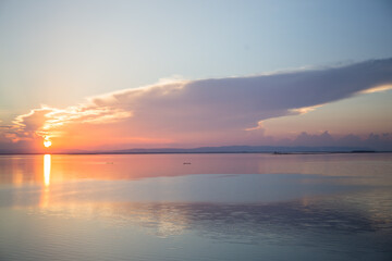 River with sunset at Ubonrat dam,Thailand.