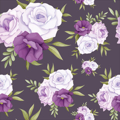 elegant floral seamless pattern with beautiful purple flower