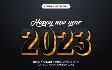 Happy new year 2023 3d Editable text effect style with premium background