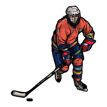  Ice hokey woman player - vector illustration
