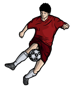 Soccer player dribbling - vector illustration