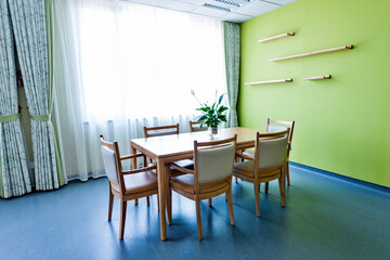 Empty room with wood dining table