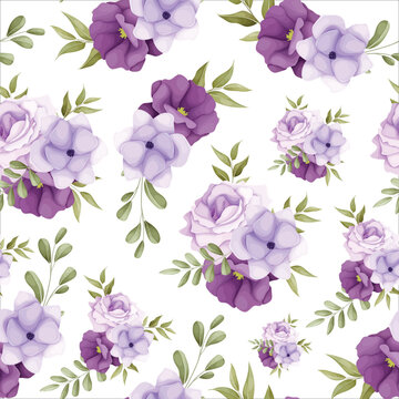 elegant floral seamless pattern with beautiful purple flower