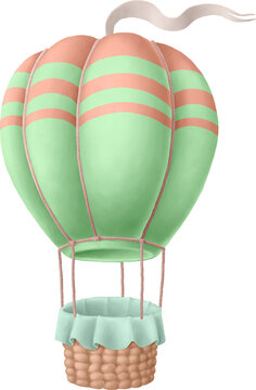 Green Hot Air Balloon Illustration