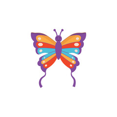 Flying kite in the shape of butterfly flat style, vector illustration
