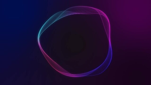 Abstract 3D render neon circle. Purple neon circles abstract futuristic hi-tech motion background seamless loop. Video 3d animation Ultra HD 4K 3840x2160