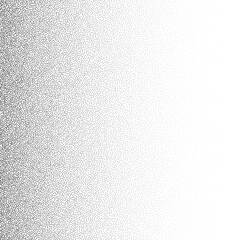 Grain stippled gradient. Faded stochastic dotwork texture. Random grunge noise background. Black dots, speckles or particles wallpaper. Halftone vector monochrome