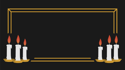 vintage white candle black background with gold frame
