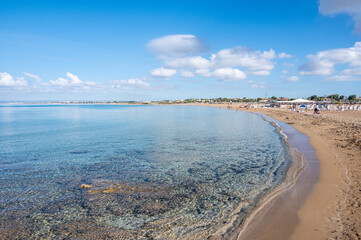 The beautiful Beach of Correnti with transparent and blue water in Portopalo in Sicily