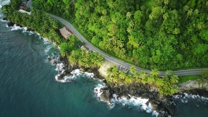 Aerial shot on beautiful beach in Tapak Tuan Aceh Indonesia