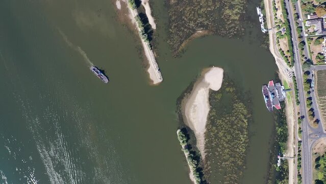 Oestrich Winkel F&auml;hre bei Niedrigwasser 2022