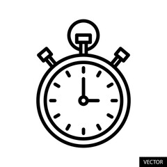 Stopwatch, Chronometer vector icon in line style design for website, app, UI, isolated on white background. Editable stroke. Vector illustration.