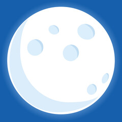 An image of a shining moon against a blue sky in vector