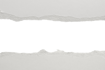 White ripped paper torn edges strips isolated on white background