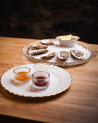 Oysters and sauce