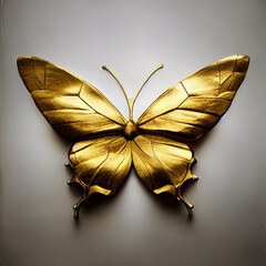 Modern schilderij van gouden vlinder. De textuur van de oosterse stijl van grijs en goud canvas met een abstract patroon.