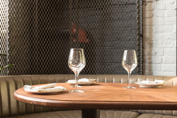 Wine glasses at restaurant