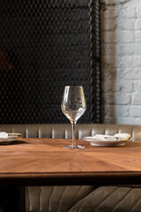 Wine glass on table