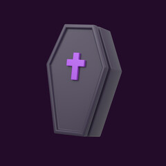 Obraz premium Coffin 3d Icon render Halloween Illustration on isolated background