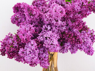 A beautiful bouquet of lilac flowers in vase